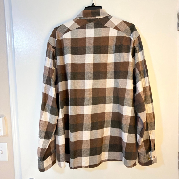Pendleton Brown White Plaid Cotton Flannel Shirt XXL b14 - Picture 13 of 13